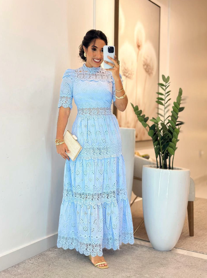 Vestido Laser com Guipir