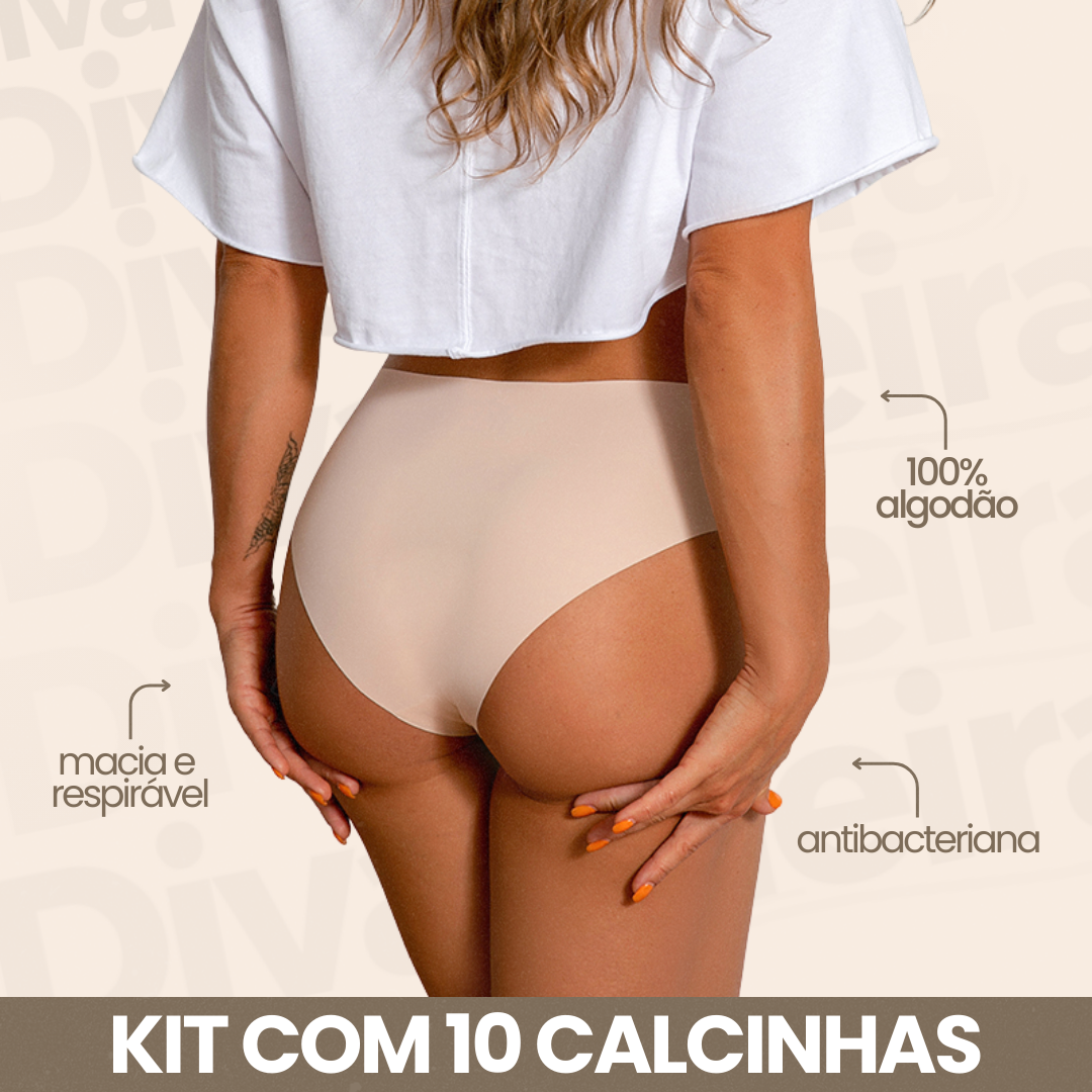 Calcinha Seda Cetim Sem Costura - Kit com 10 Peças